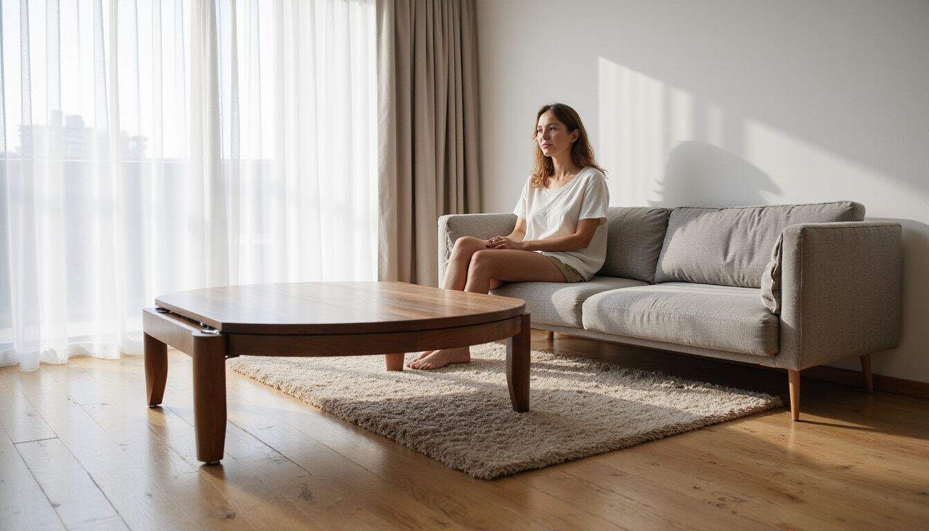 A modern, compact living room with sleek furniture and a serene, inviting atmosphere. A modern, compact living room with sleek furniture and a serene, inviting atmosphere.