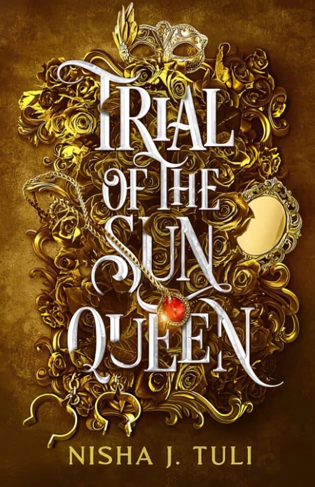 A young woman stands at ancient jungle ruins, gazing at a finely crafted gold crown. Trial of the Sun Queen