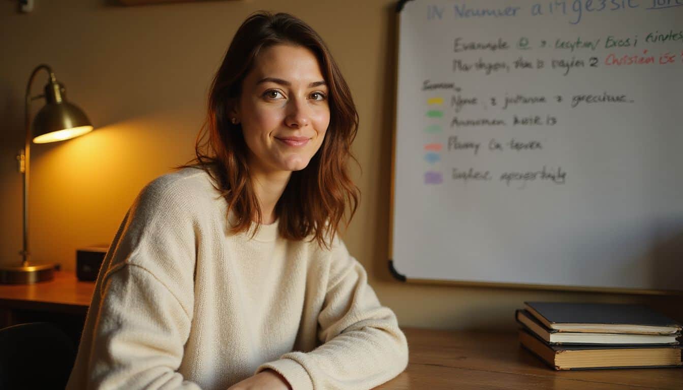 A woman in a cozy home office sits at a wooden desk, focused on her work amid neatly organized materials. A woman in a cozy home office sits at a wooden desk, focused on her work amid neatly organized materials.