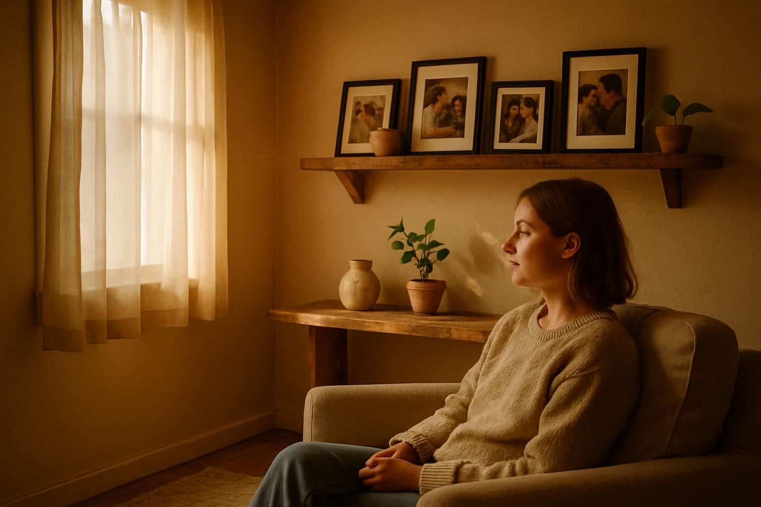A cozy tiny home interior features a relaxed individual in a comfortable chair, surrounded by personal mementos and decor. A cozy tiny home interior features a relaxed individual in a comfortable chair, surrounded by personal mementos and decor.