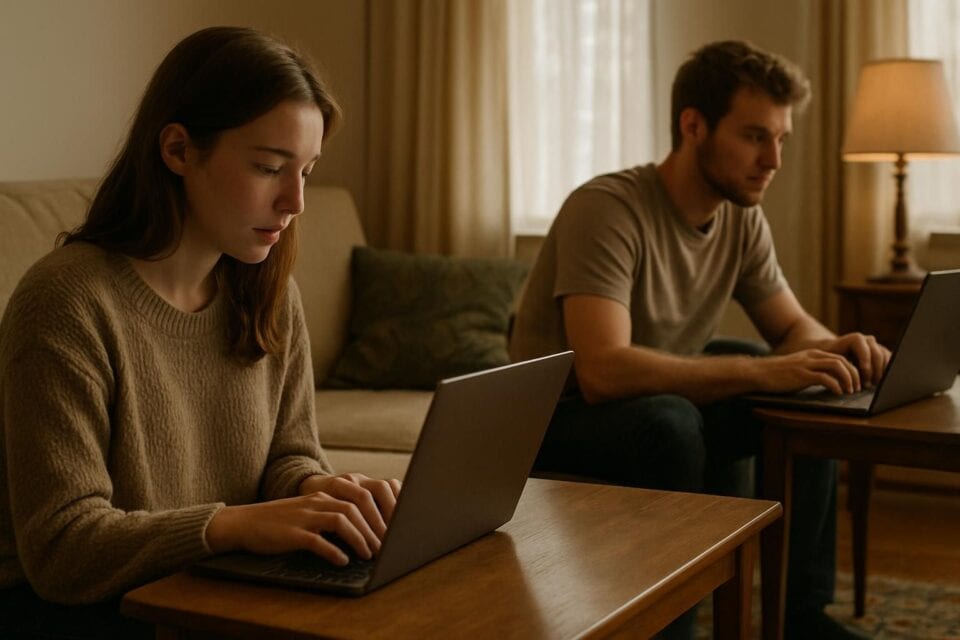 A smartphone displays a heartfelt text conversation between a couple, symbolizing their emotional connection despite physical distance. what is considered a long distance relationship 385511586