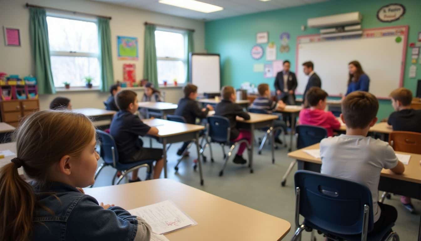 A casual classroom setup showcases accessible educational materials and equipment for students with disabilities in a welcoming environment. A casual classroom setup showcases accessible educational materials and equipment for students with disabilities in a welcoming environment.
