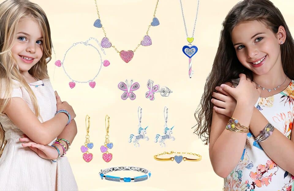 Benefits of Non-Toxic Jewelry for Kids: 7 Safe & Healthy Reasons 7 Heart-shaped jewelry collection for women and girls, including necklaces, earrings, bracelets, and rings featuring colorful, whimsical designs, perfect for gift-giving and special occasions.