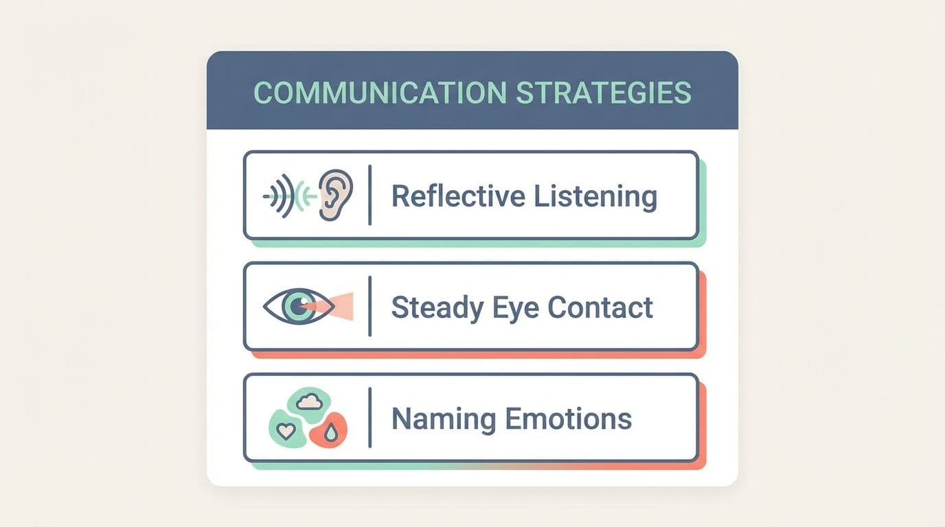 A digital dashboard graphic listing effective communication strategies.