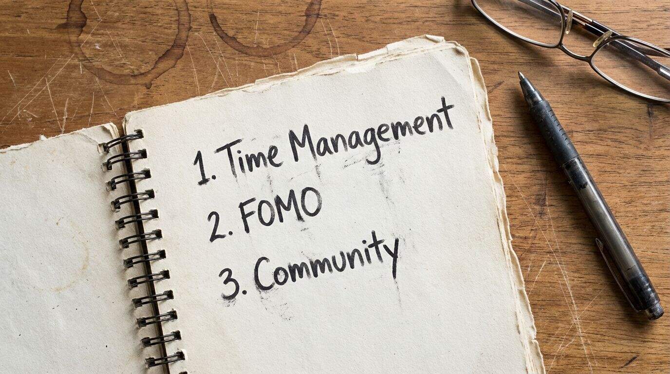 A handwritten list in a notebook showing tips for entrepreneurial moms.