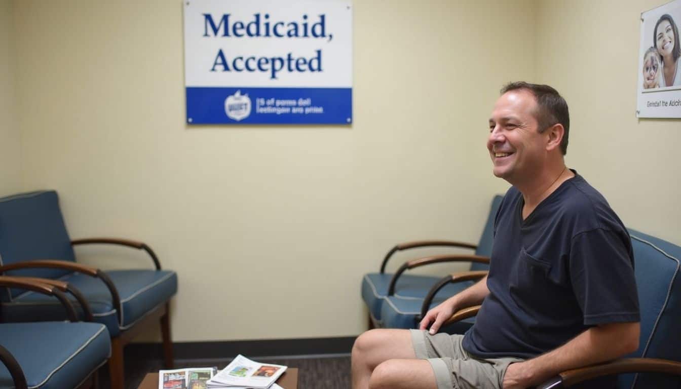 Medicaid acceptance signage at a healthcare facility.