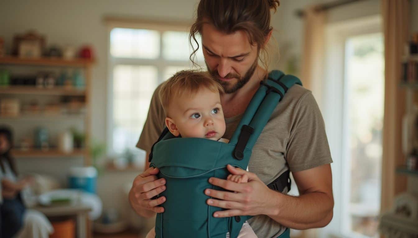 Comfortable dad with infant.