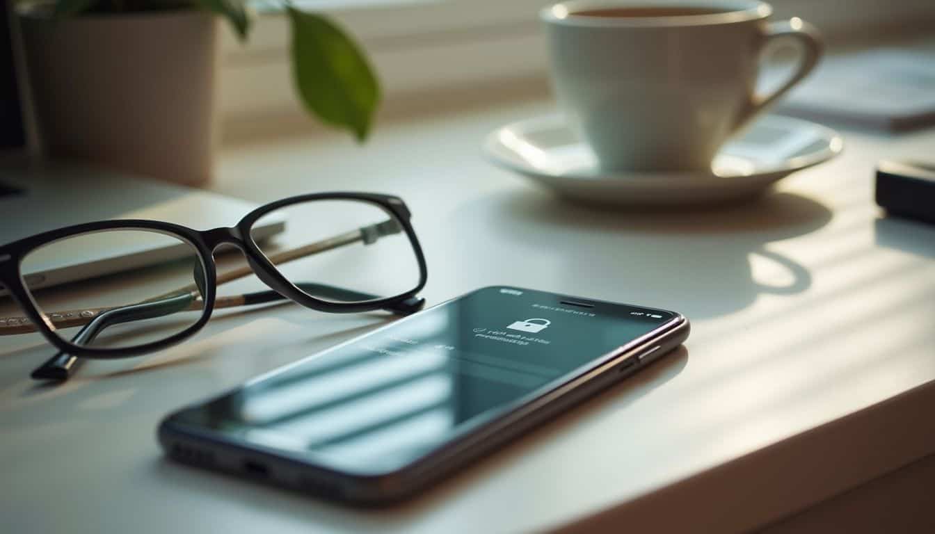 A smartphone on a cluttered desk next to glasses and coffee, showing notifications from a credit tracking app. A smartphone on a cluttered desk next to glasses and coffee, showing notifications from a credit tracking app.