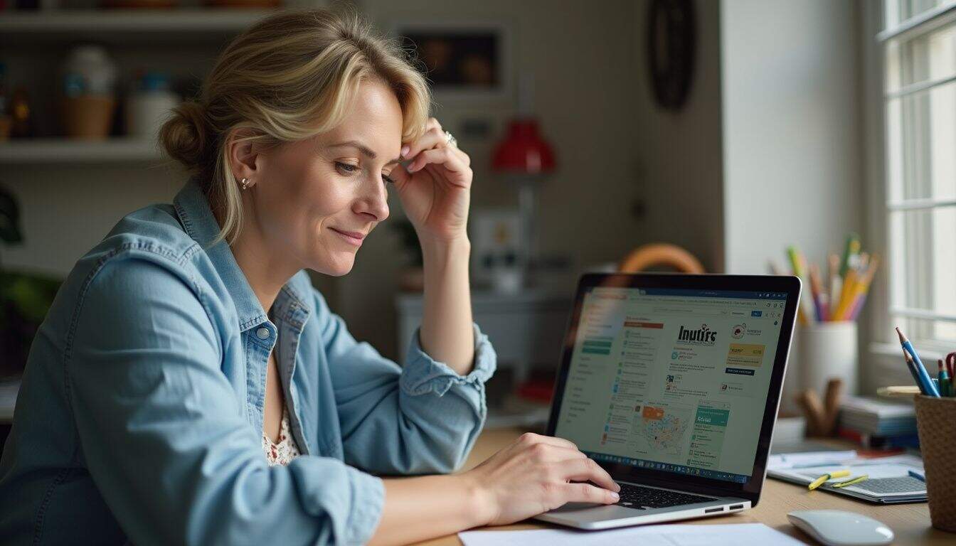 Productivity tips for working from home, woman using laptop at home office, digital workspace, remote work, home office setup, online business, virtual communication.