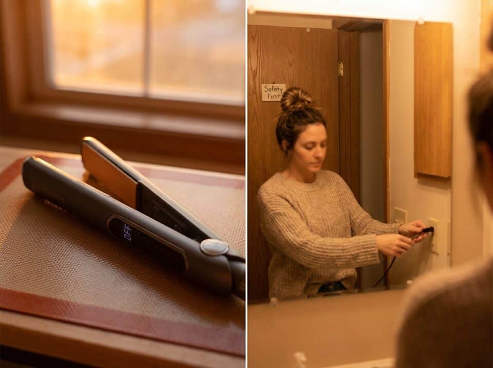 Heat Styling Safety Guide: Protect Your Hair and Home 3 Smart space heater on wooden surface near window for cozy home heating and comfort during cold weather.