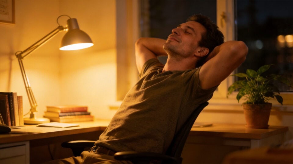 How to Keep Adult Games Private From Family 2 Man relaxing at home in a cozy, well-lit room, emphasizing privacy and comfort, suitable for content about keeping adult games private from family.