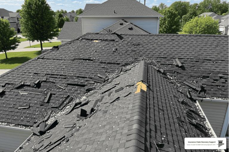 Damaged 15-year-old roof with missing and broken shingles, highlighting the risks of aging roofing materials for homeowners in South Carolina.