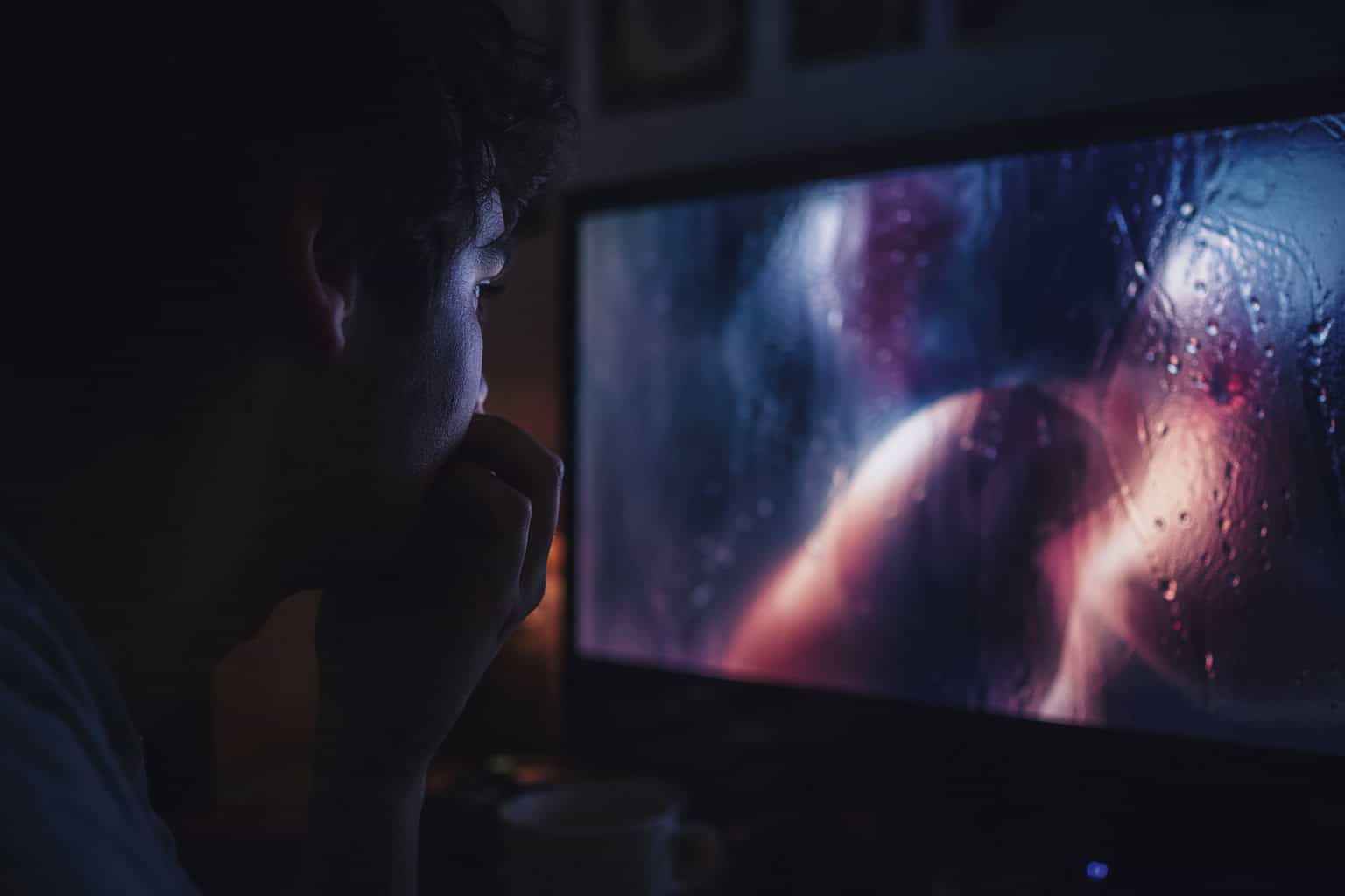 A depiction of digital voyeurism and the influence of media habits on human sexual psychology.