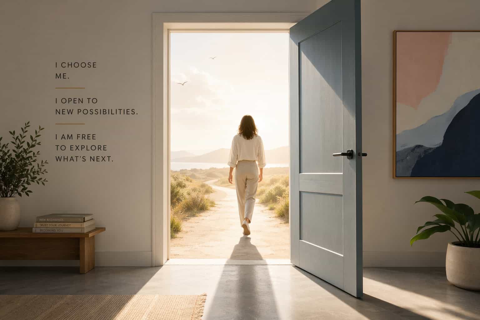 An artistic representation of an open doorway symbolizing emotional freedom and new relationship exploration.