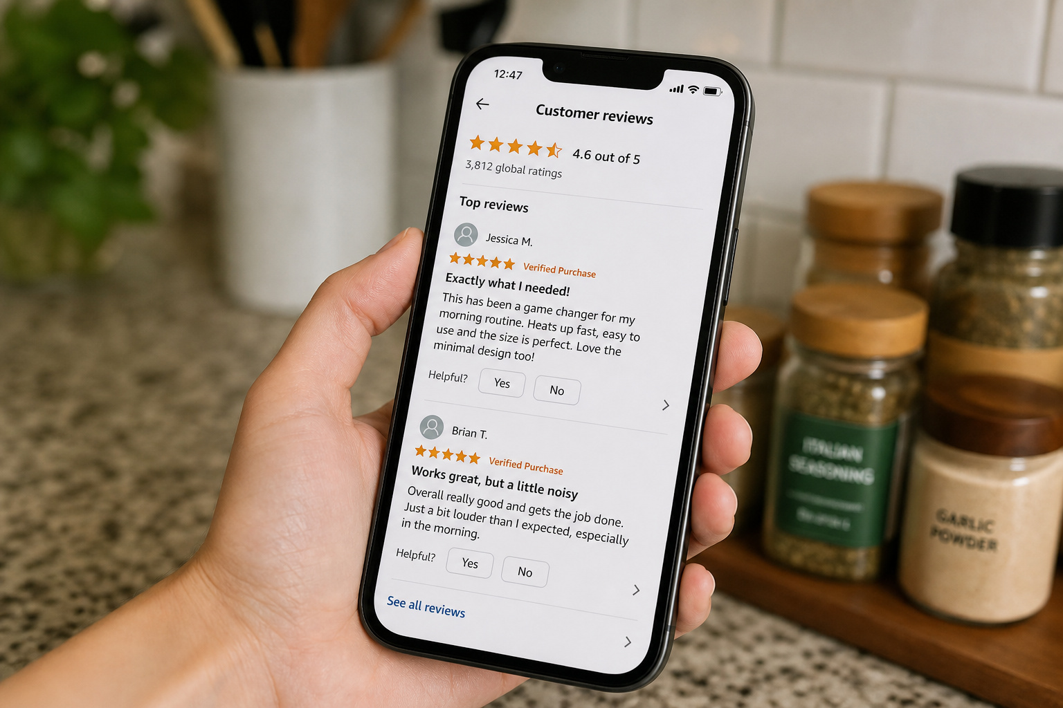 Customer review screenshot showing feedback on HelloFresh seasoning combo pack.