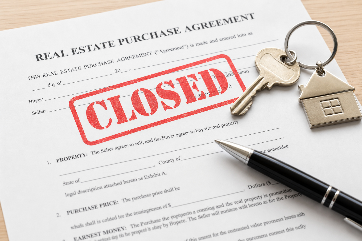 Buying a Home With Cash: The $224,000 Interest Savings and 3 Hidden Risks 7 Closed stamp on contract illustrating higher closing success rate for cash deals