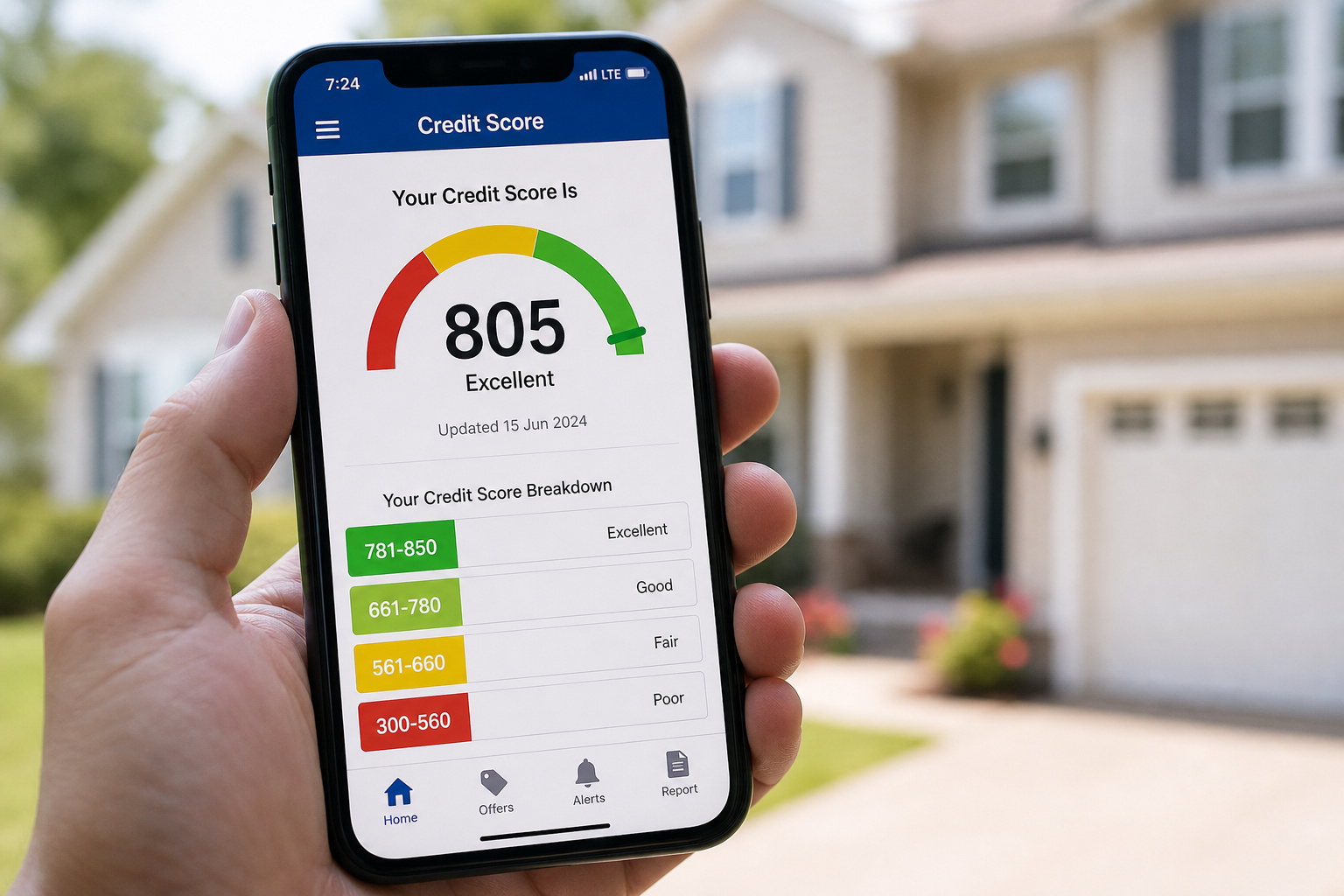 Buying a Home With Cash: The $224,000 Interest Savings and 3 Hidden Risks 5 Smartphone showing credit score chart illustrating no credit check needed for cash buyers