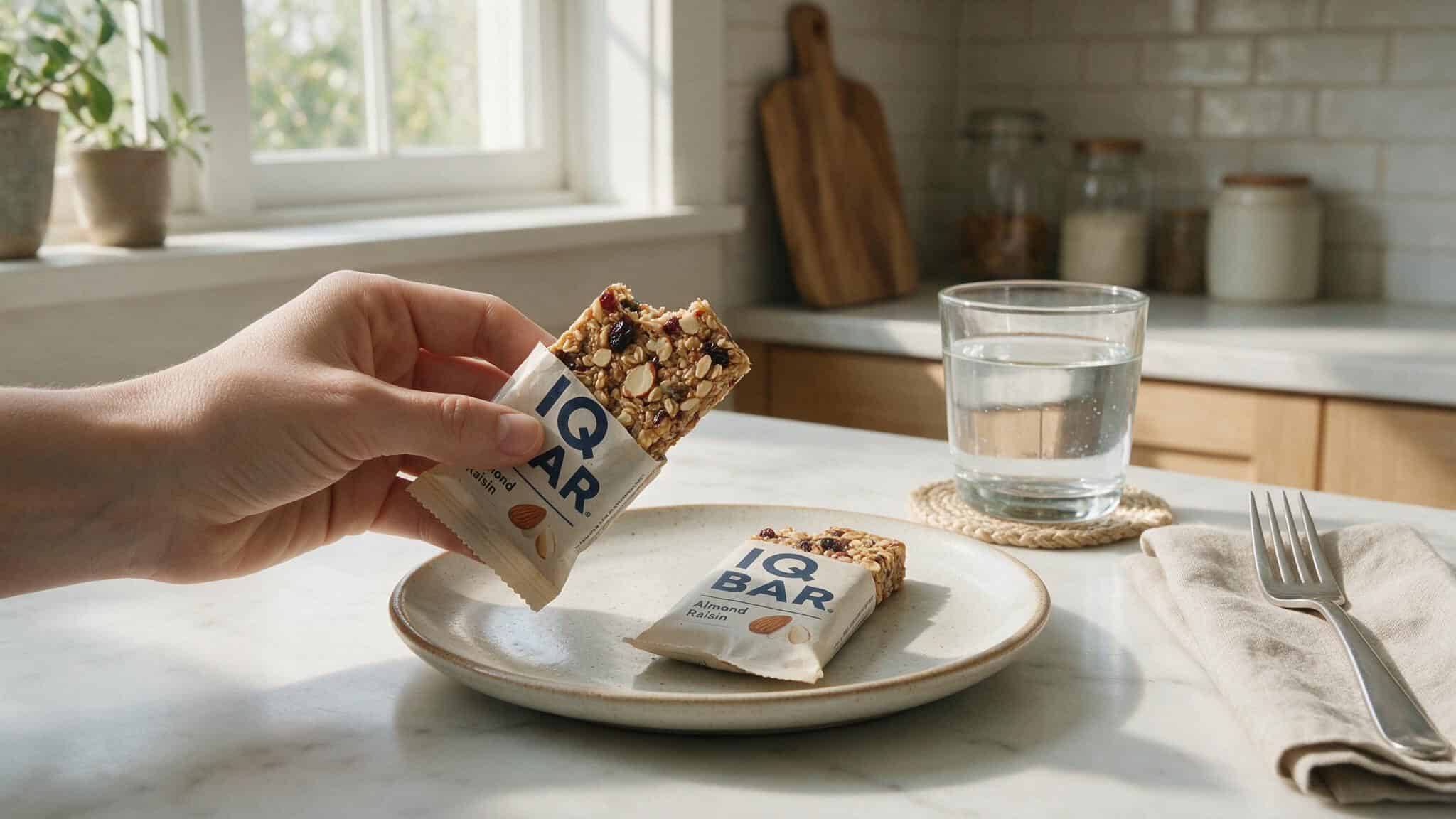 Are IQ Bars Safe to Eat Every Day? A Dietitian's 75/100 Score and the Truth About Brain Nutrients 7 Hand holding half an IQ Bar, suggesting starting with a smaller portion for digestive tolerance.