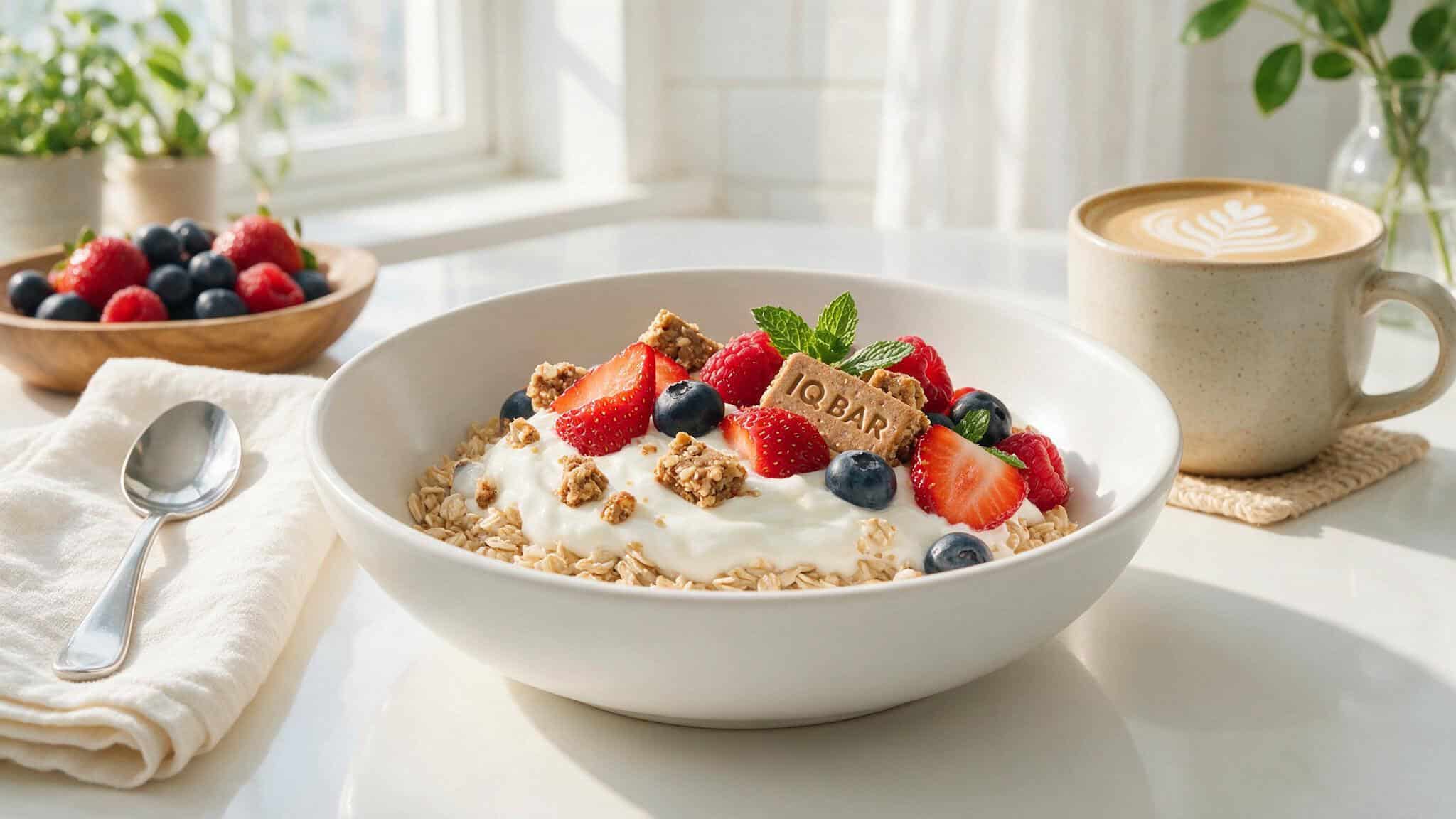 Are IQ Bars Safe to Eat Every Day? A Dietitian's 75/100 Score and the Truth About Brain Nutrients 8 Crumbled IQ Bar over yogurt and oatmeal, demonstrating a strategy to stretch one bar into a meal.
