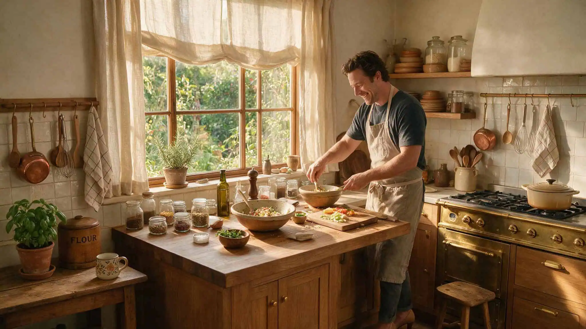 Cross-Dressing vs. Sissification: The Data-Driven Difference 2 Man in apron and heels cooking in kitchen, illustrating sissification domestic roleplay