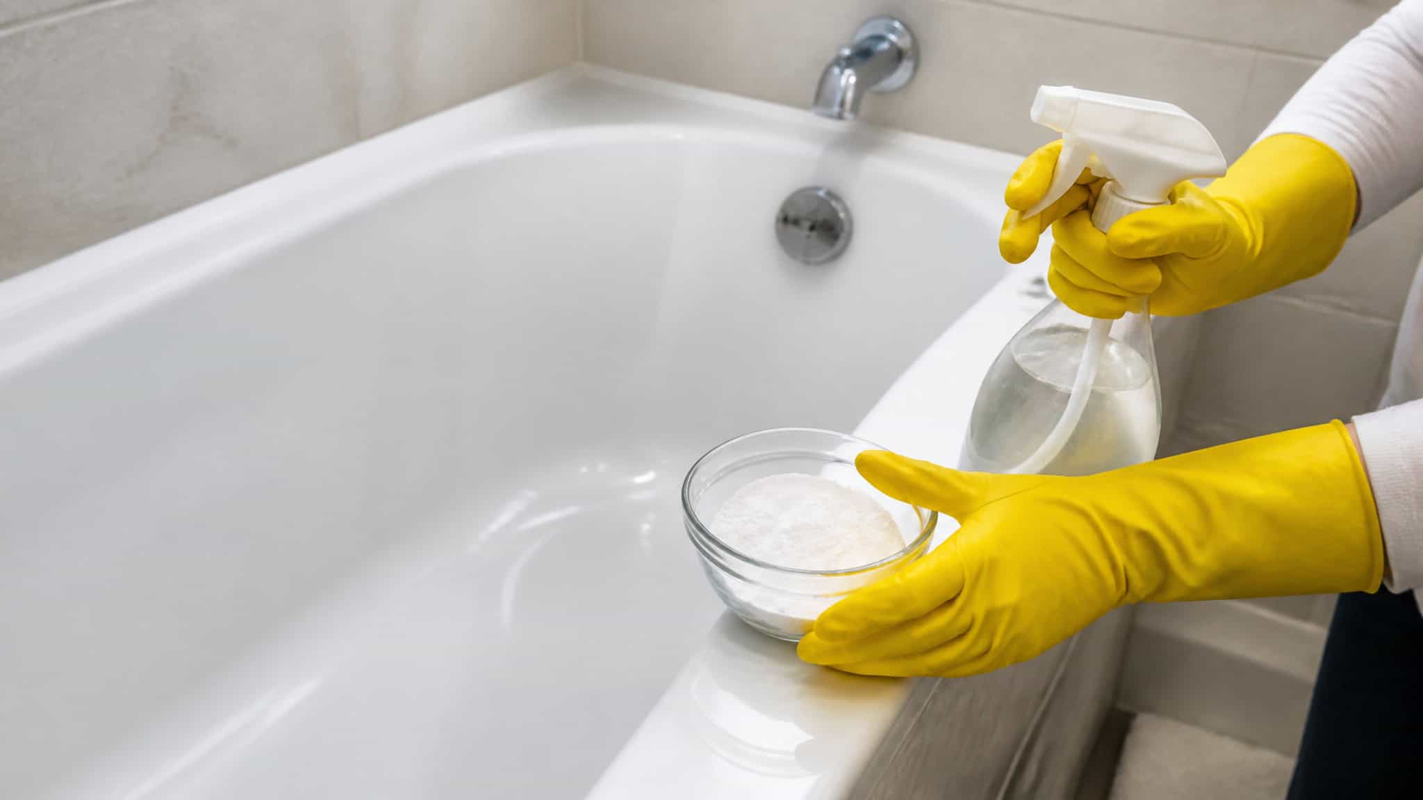 How to Clean Bathtub Stains: The Magnet Test & Stain Color Chart 2 DIY bathtub cleaning with vinegar and baking soda method