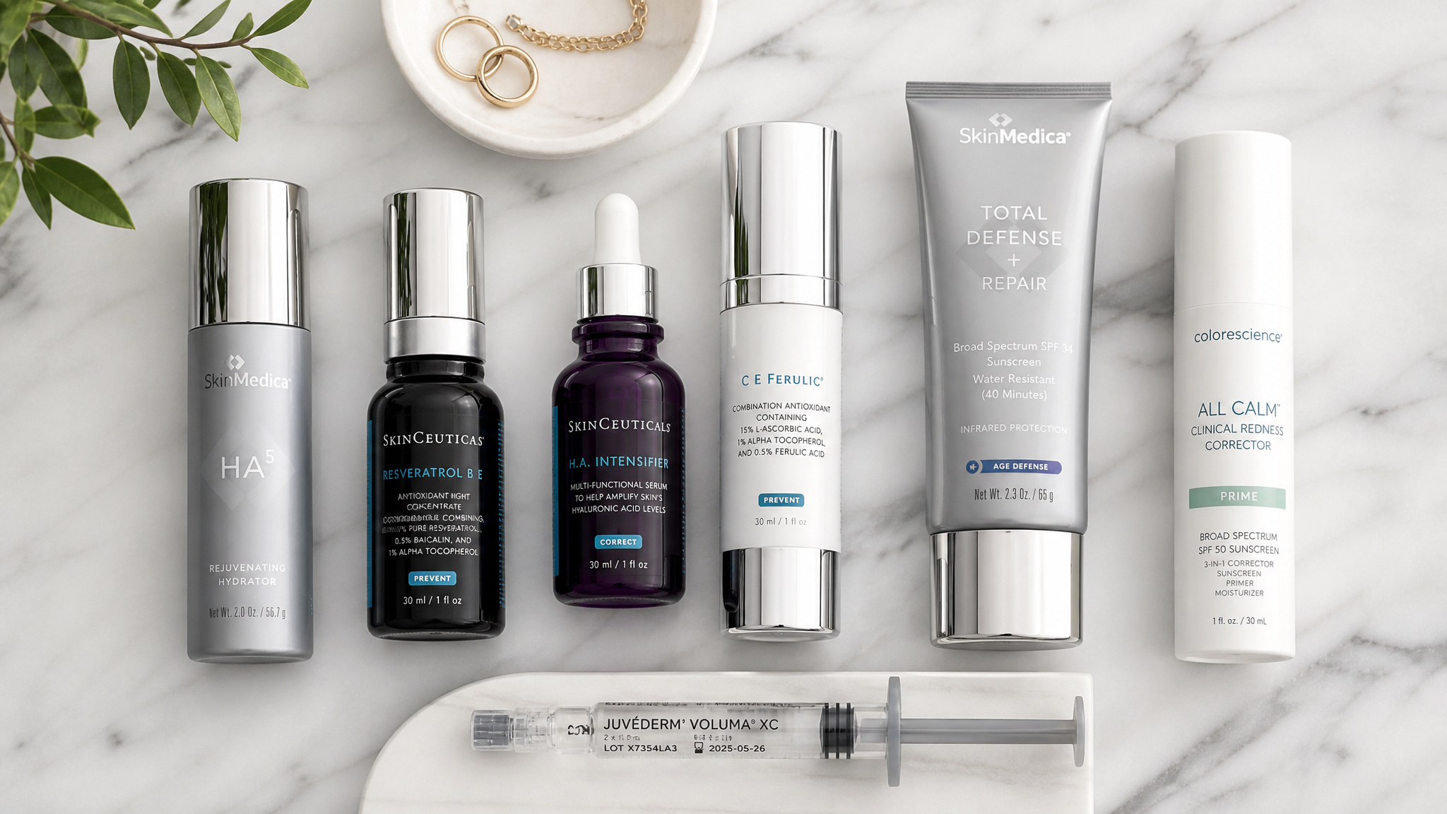 Why Do Kids Look Younger Now? The Surprising Science of Perceived vs. Biological Age 2 Modern anti-aging toolkit with skincare serums, sunscreen, and dermal filler on white marble counter