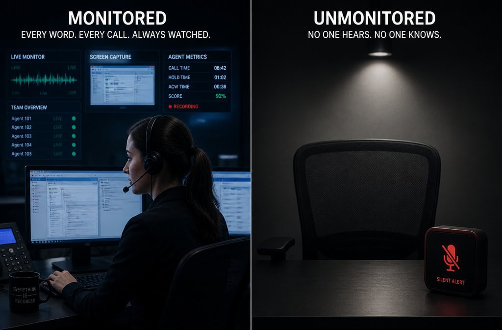 Comparison of monitored call center operator versus unmonitored system without human backup for medical alerts.