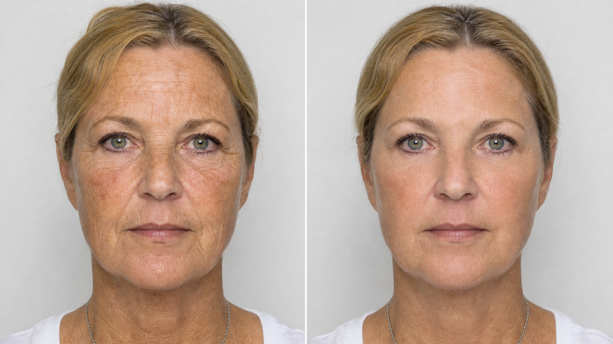 Twin study comparison showing genetic and environmental effects on facial aging
