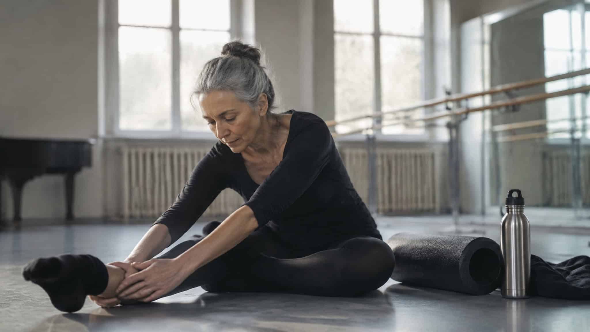 Dancer doing daily body maintenance to sustain a 20-year performance career