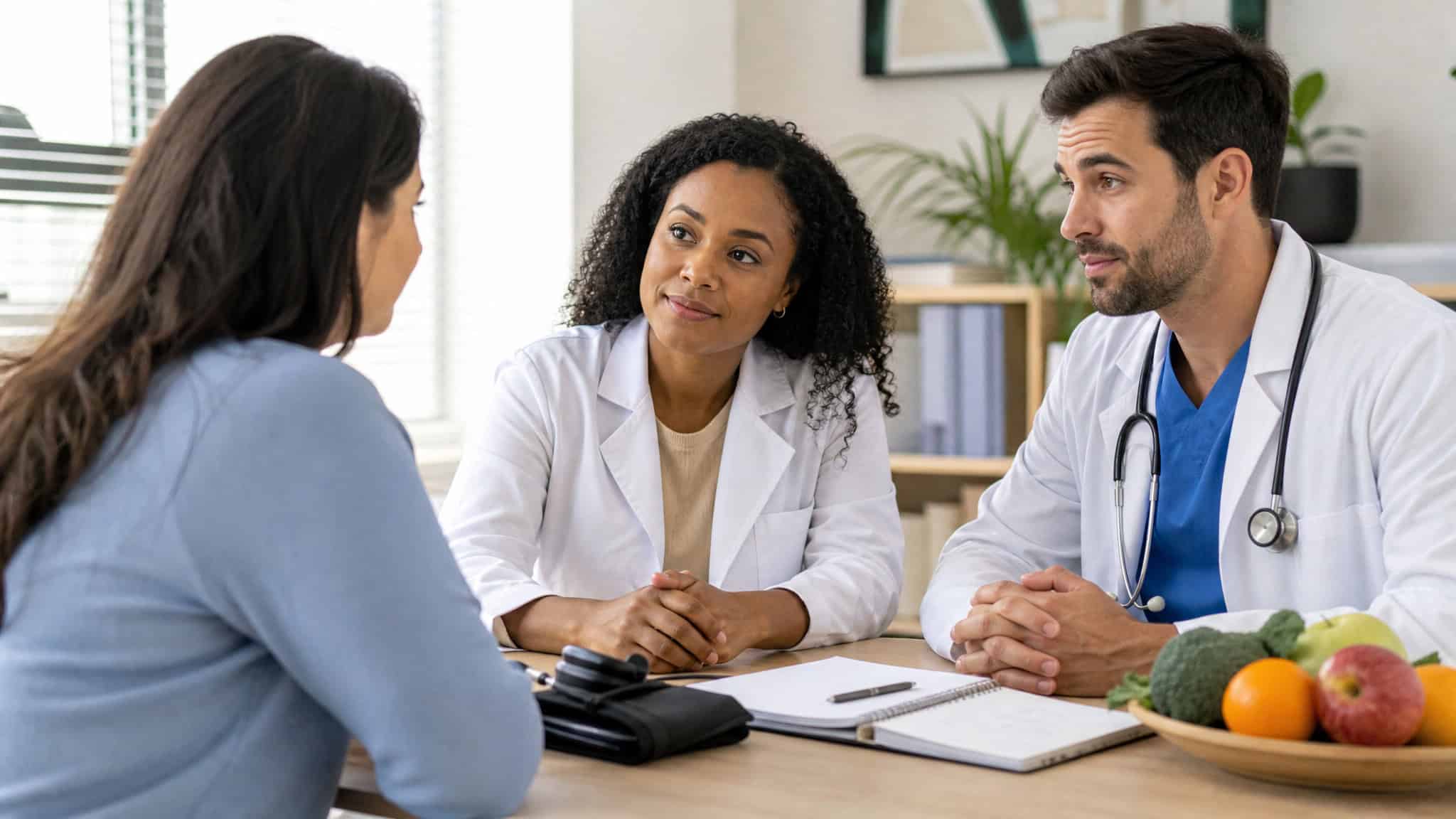Are Weight Loss Injections Safe? What the FDA's 990 Compounded-Semaglutide Reports Show 5 A doctor and a healthcare professional consulting with a patient in a modern medical office setting.